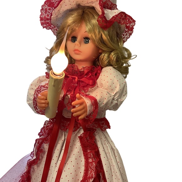 Vintage Rennoc Animated Xmas Doll with Moving Head and Arms Lighted Candle - Picture 7 of 11